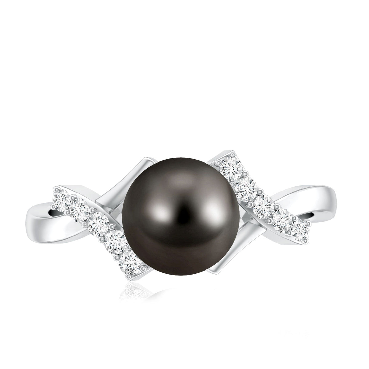 Tahitian Pearl Solitaire Ring with Diamond Accent