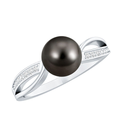 7.5 Carat Solitaire Tahitian Pearl Engagement Ring with Diamond