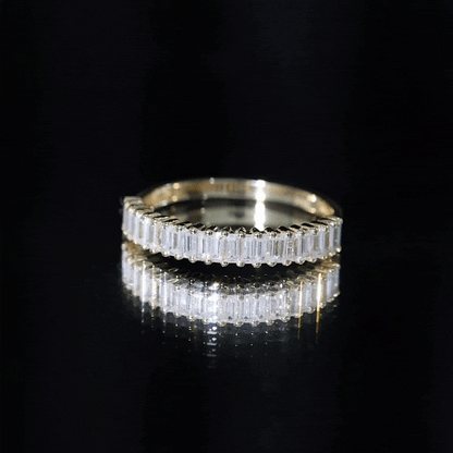 Certified Baguette Cut Moissanite Half Eternity Band Ring