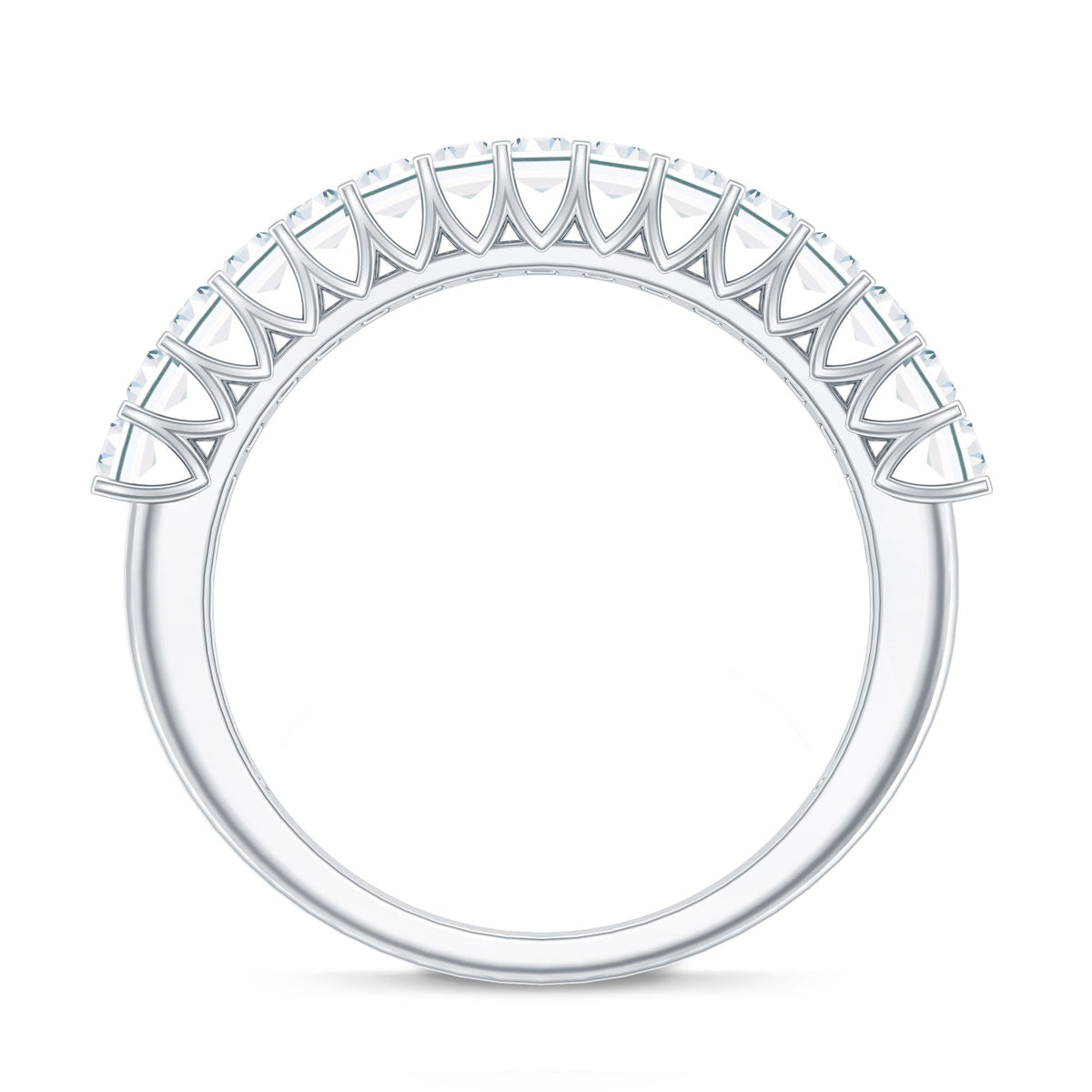 Baguette Cut Certified Moissanite Half Eternity Band Ring