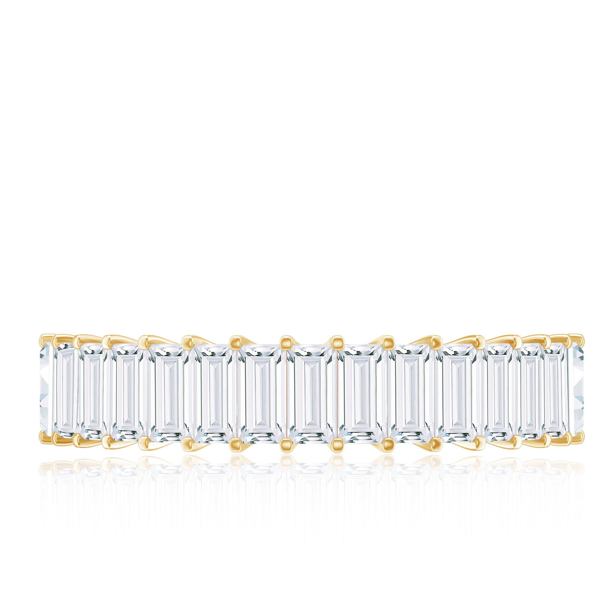 Baguette Cut Certified Moissanite Half Eternity Band Ring