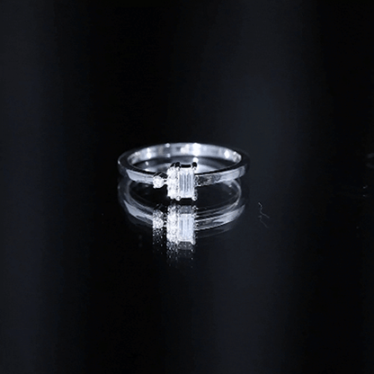 Dainty Promise Ring with Baguette and Round Moissanite
