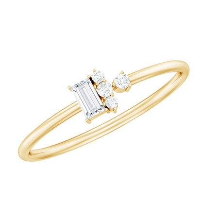 Dainty Promise Ring with Baguette and Round Moissanite