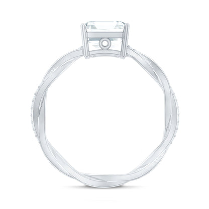 Solitaire Moissanite Asscher Cut Engagement Ring