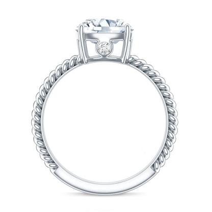 Cushion Cut Moissanite Solitaire Engagement Ring with Twisted Rope
