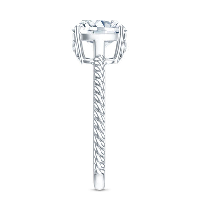 Cushion Cut Moissanite Solitaire Engagement Ring with Twisted Rope
