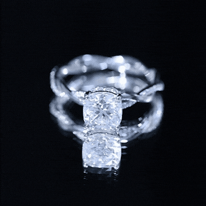 3 Carat Moissanite Cushion Cut Hidden Halo Engagement Rings