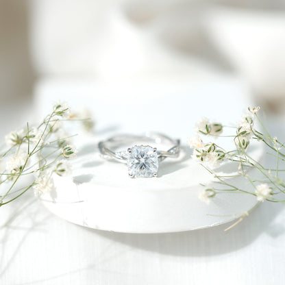 3 Carat Moissanite Cushion Cut Hidden Halo Engagement Rings