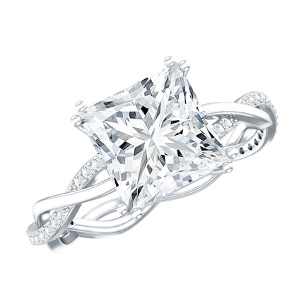 3 CT Princess Cut Moissanite Engagement Ring in Double Prong Setting