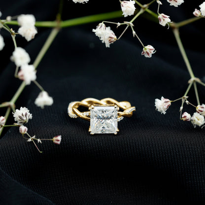 3 CT Princess Cut Moissanite Engagement Ring in Double Prong Setting