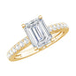 Certified Moissanite Emerald Cut Engagement Ring with Hidden Halo