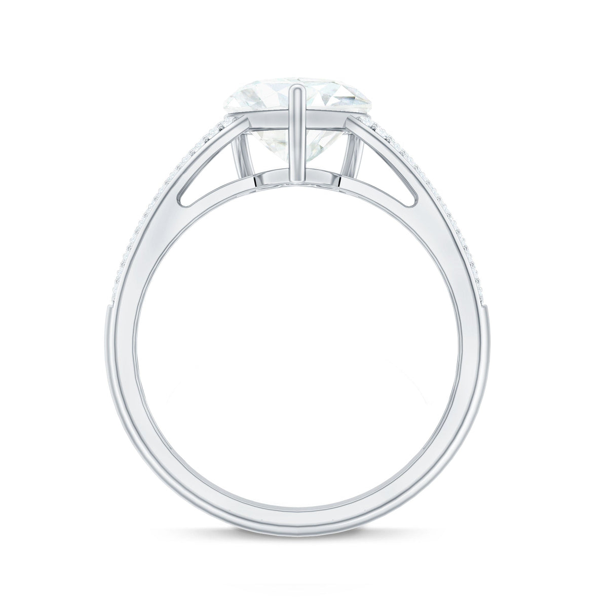 Certified Moissanite Heart Engagement Ring with Side Stones