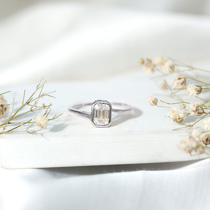 1.8 Emerald Cut Moissanite Engagement Ring For Women