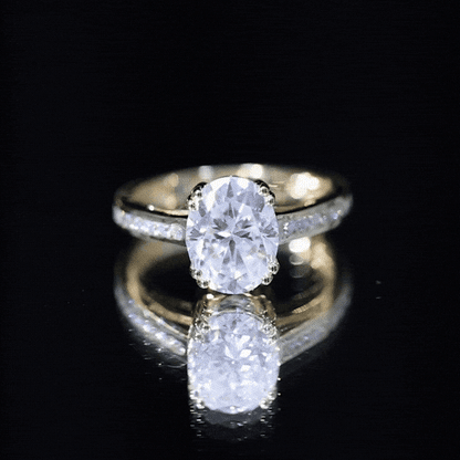 Certified Moissanite Oblong Engagement Ring in Double Prong Setting