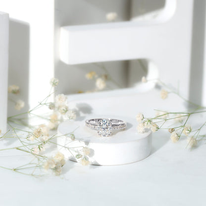 Certified Moissanite Oblong Engagement Ring in Double Prong Setting