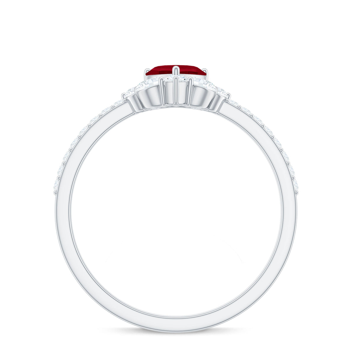 Natural 0.6 Carat Ruby Heart Promise Ring with Diamond for Women