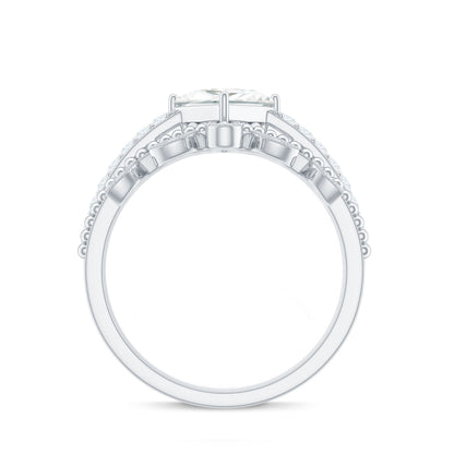 Brilliant Cut Moissanite Vintage Bridal Ring Set