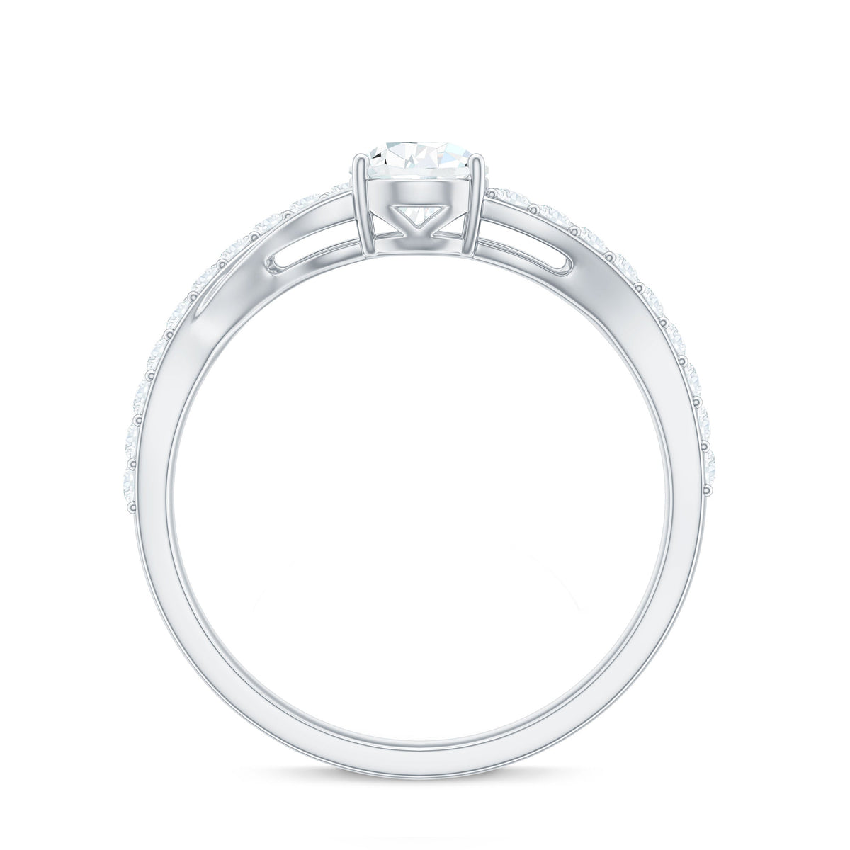 Certified Pear Cut Moissanite Split Shank Engagement Ring