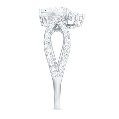 Designer Pear Shaped Moissanite Crossover Engagement Ring