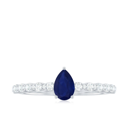 0.5 Carat Minimal Blue Sapphire Solitaire Promise Ring with Diamond
