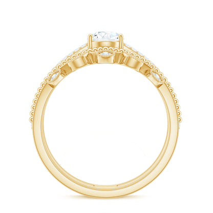 Pear Moissanite Double Band Engagement Ring with Enhancer