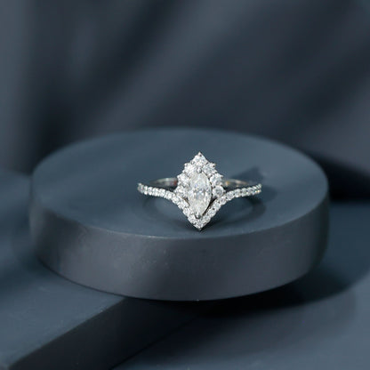 Marquise Cut Moissanite Designer Engagement Ring