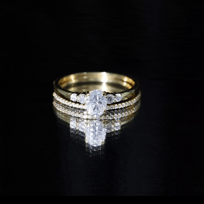 Certified Moissanite Oval Shaped Wedding Ring Set