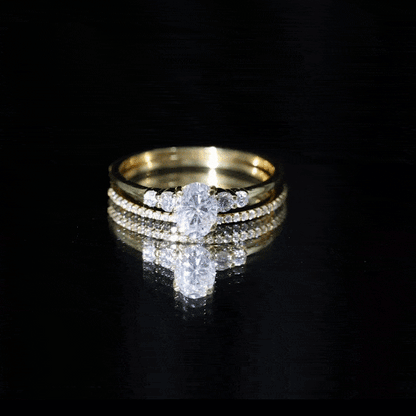 Certified Moissanite Oval Shaped Wedding Ring Set