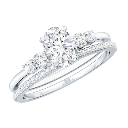 Certified Moissanite Oval Shaped Wedding Ring Set