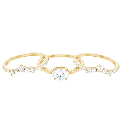 Brilliant Cut Moissanite Trio Wedding Ring Set with Certificate
