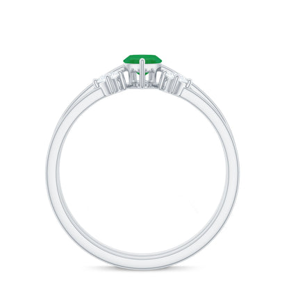 Natural 0.8 Carat Marquise Emerald Diamond Promise Ring Set of 2