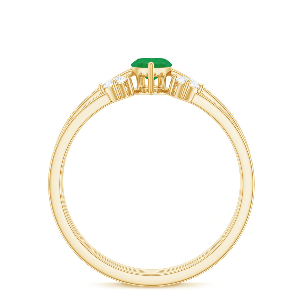 Natural 0.8 Carat Marquise Emerald Diamond Promise Ring Set of 2