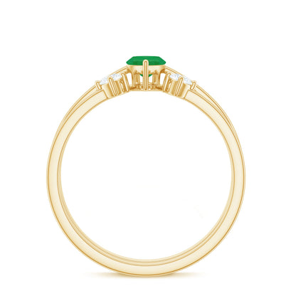 Natural 0.8 Carat Marquise Emerald Diamond Promise Ring Set of 2