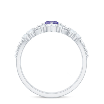 Natural Marquise Tanzanite Diamond Engagement Ring Set