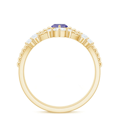 Natural Marquise Tanzanite Diamond Engagement Ring Set