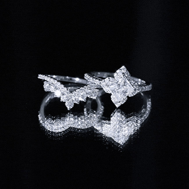 Princess Cut Moissanite Bridal Wedding Ring Set for Women