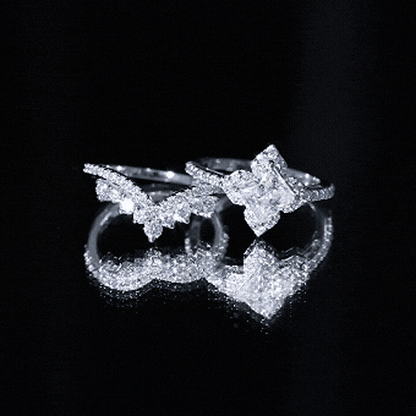 Princess Cut Moissanite Bridal Wedding Ring Set for Women