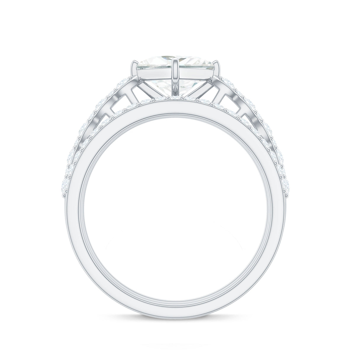 1.25 Carat Princess Cut Moissanite 3 Piece Bridal Ring Set