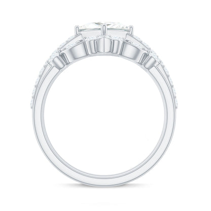 Classic Trio Bridal Ring Set with Princess and Round Cut Moissanites