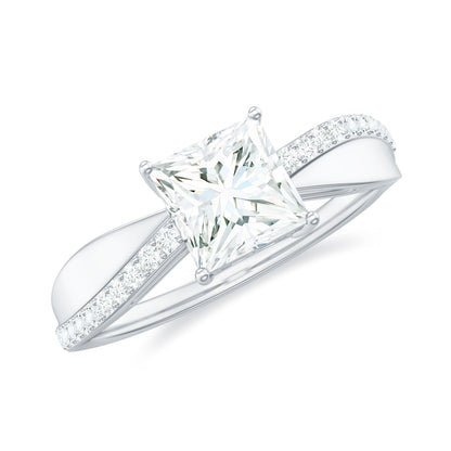 Solitaire Moissanite Princess Cut Engagement Ring