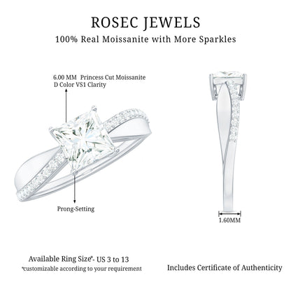 Solitaire Moissanite Princess Cut Engagement Ring