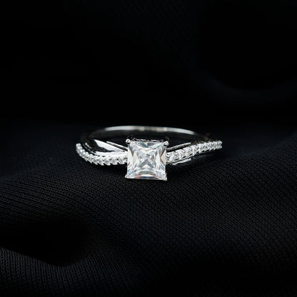 Solitaire Moissanite Princess Cut Engagement Ring