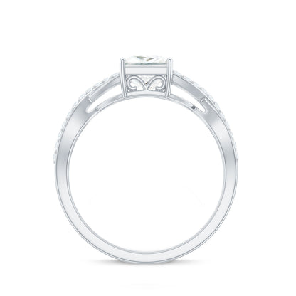 Princess Cut Moissanite Crossover Engagement Ring for Women