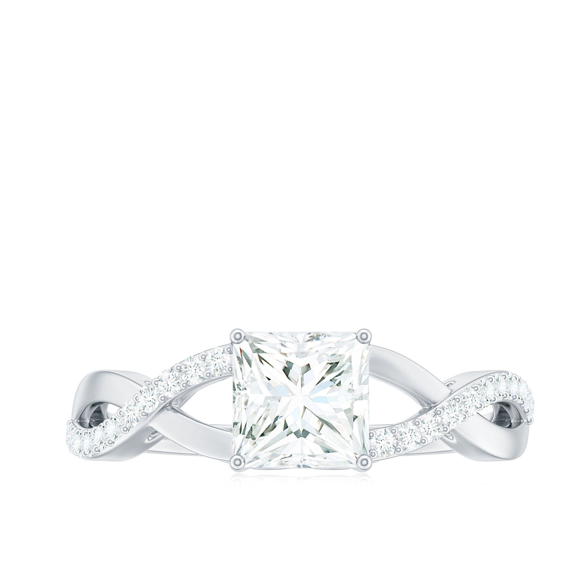 Princess Cut Moissanite Crossover Engagement Ring for Women
