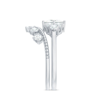 Princess and Round Cut Moissanite Wedding Ring Set