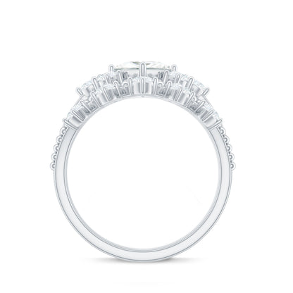 Princess and Round Cut Moissanite Wedding Ring Set