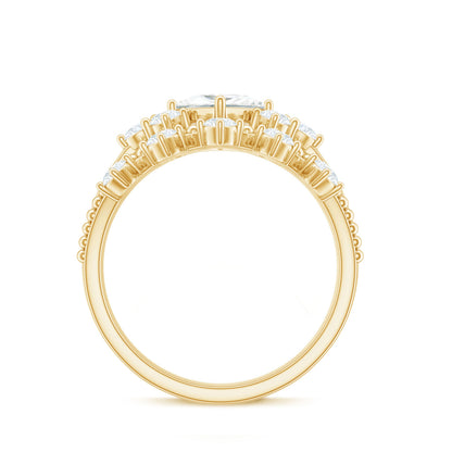 Princess and Round Cut Moissanite Wedding Ring Set
