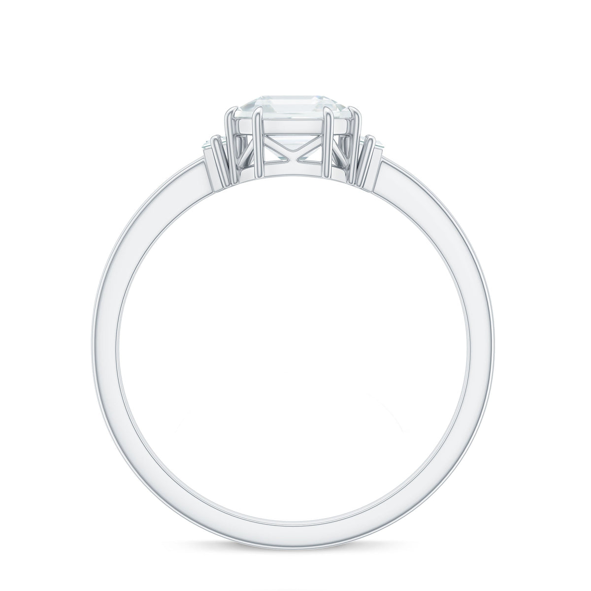 Asscher Cut Moissanite Engagement Ring with Certificate