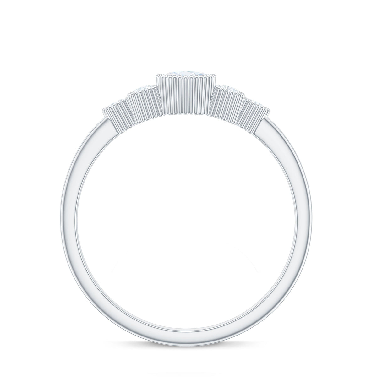 Marquise Moissanite Engagement Ring with Trios