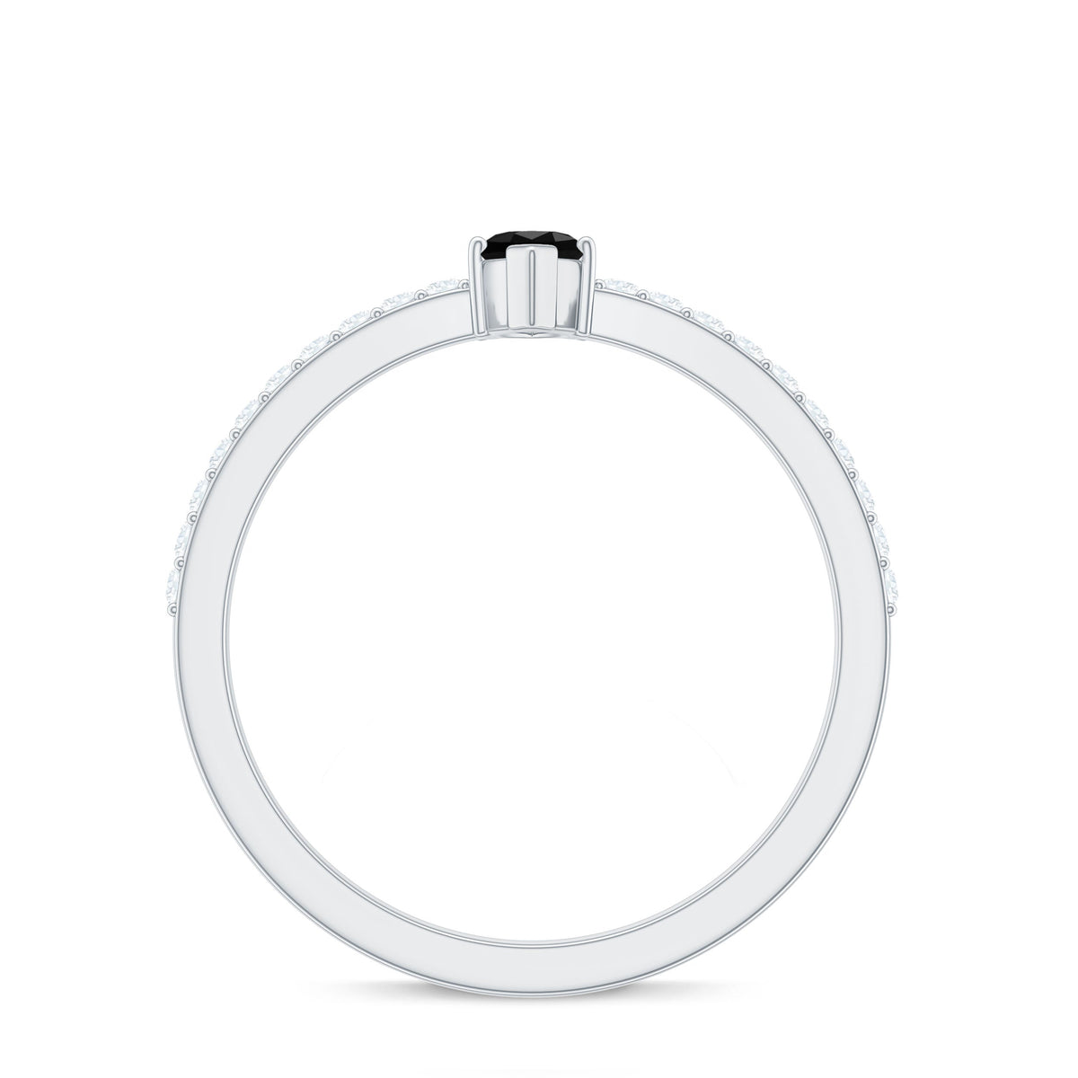 0.7 Carat Marquise Cut Black Onyx Minimal Promise Ring with Diamond